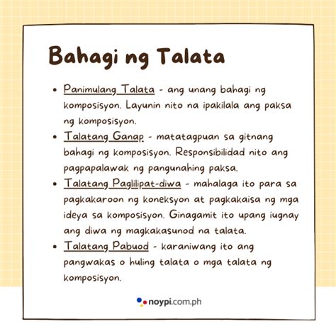 5 talata example|Talata .